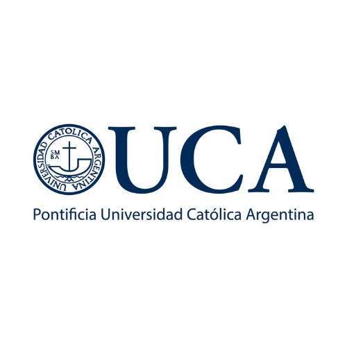 Logo de la UCA (Universidad Católica Argentina), institución de educación superior con sedes en Buenos Aires, Mendoza, Paraná y Rosario.